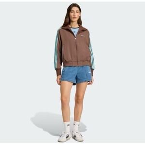 NWT Adidas Originals Tailored Track Jacket Brown Blue Stripes Women's Size L